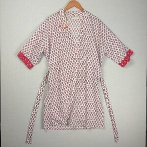 World Market Robe Womens OS Saanvi Embroidered Kimono 3/4 Sleeves Cotton Light